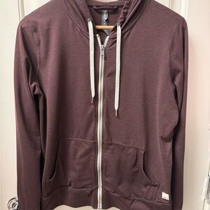 Vince Deep Maroon Zip-Up Hooded Sweatshirt